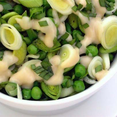 Baby Leeks with Petit Pois