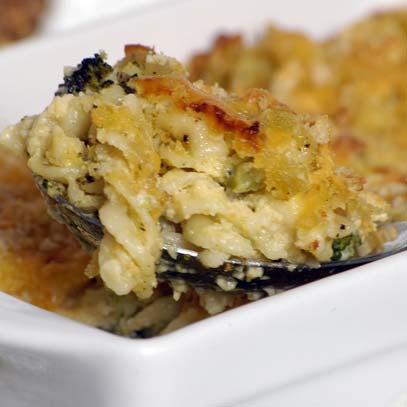 Baked Pasta with Broccoli, Cauliflower and Cheese