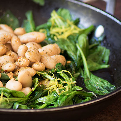 Butter Beans with Baby Spinach