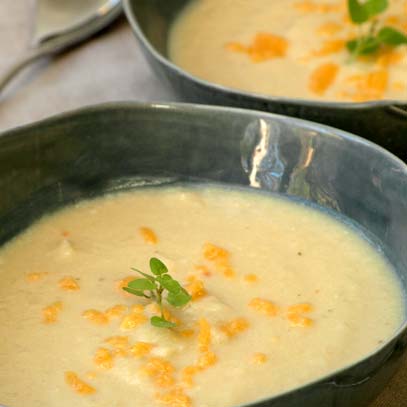Cauliflower and Potato Soup with Cheese