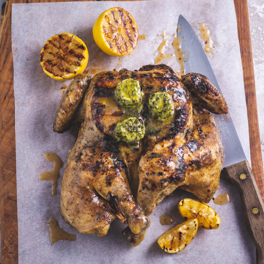 Lemon Chicken Under a Brick