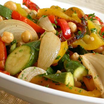 Chickpeas with Roasted Vegetables