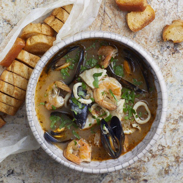 Cape Style Bouillabaisse with Garlic Bread