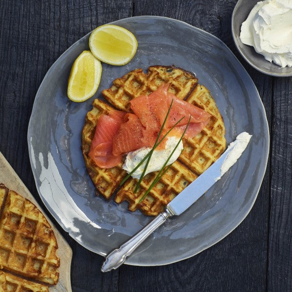 Potato Waffles with Smoked Salmon and Cream Cheese
