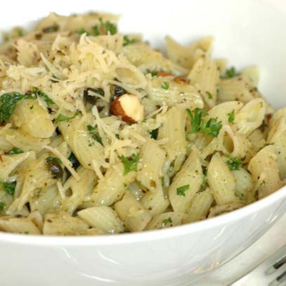 Penne with Basil and Almond Sauce