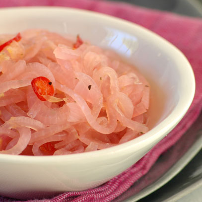Pink Pickled Onions with Citrus