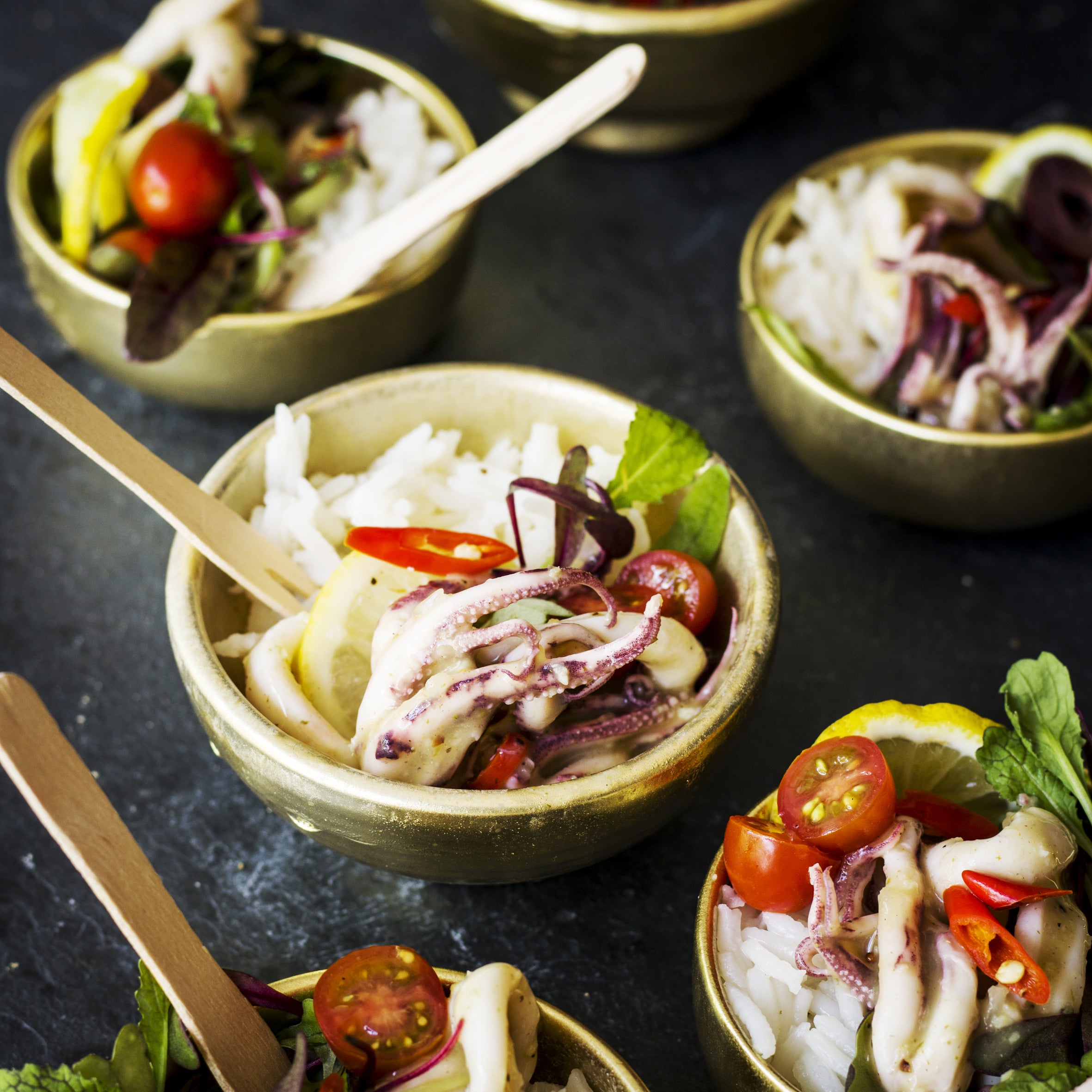 Poke Bowls of Calamari