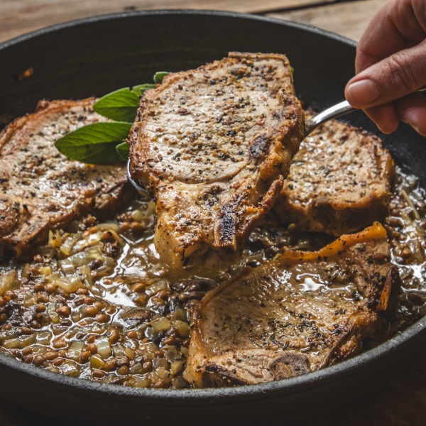Pork Chops with Lentils