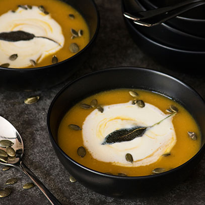 Pumpkin Soup with Feta Cream