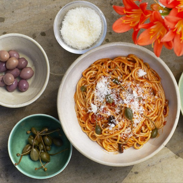 Spaghetti with Puttanesca Sauce