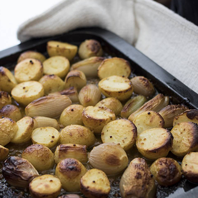 Roasted New Potatoes and Baby Onions