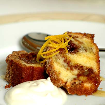 Sour Cream Cinnamon Cake with Pecan Streusel