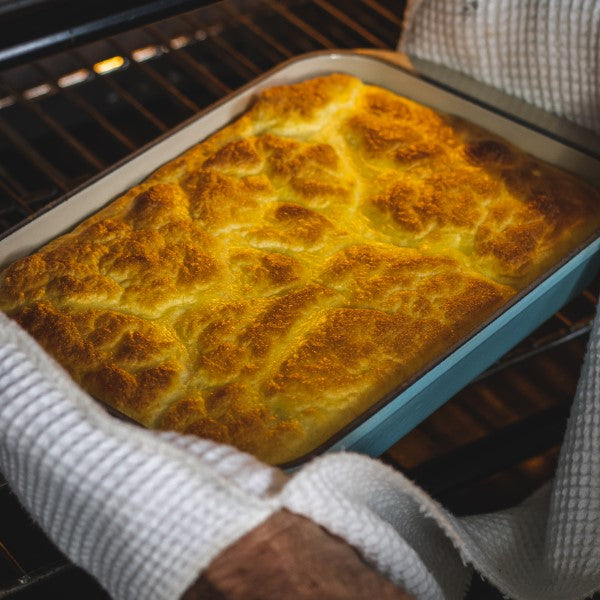 Spinach Bake with Cheese Souffle Topping