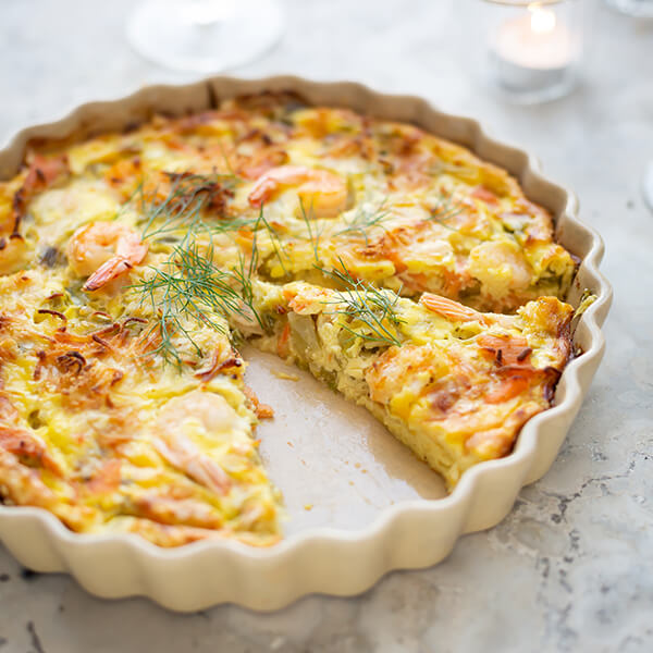 Crustless Salmon and Prawn Quiche