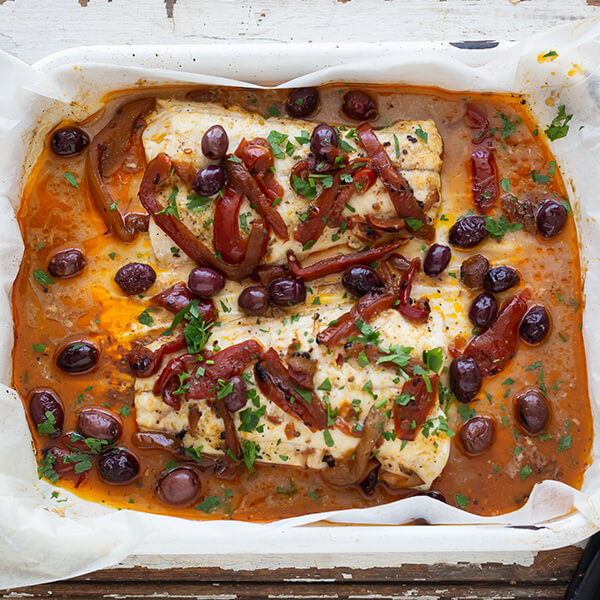 Fish with Smokey Sun-dried Tomatoes and Olives