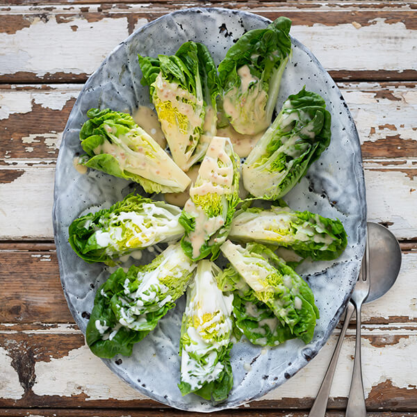 Leaf Salad Wedges with Dressing