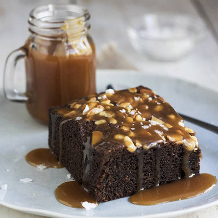 Macadamia Nut Brownies with Salted Caramel