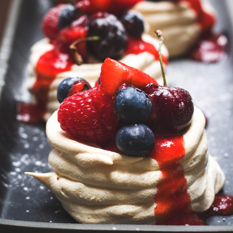 Meringue Nests with Berries & Cream