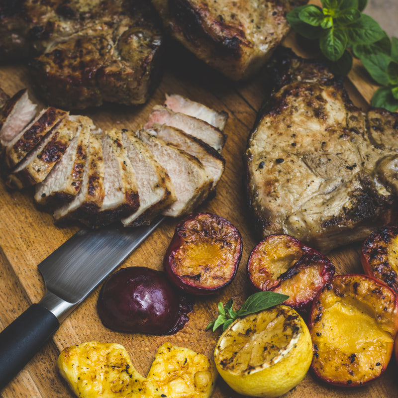 Braaied Pork Chops with Stone Fruit