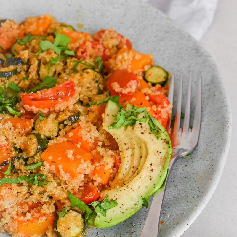 Quinoa Salad with Honey & Mustard Roasted Vegetables