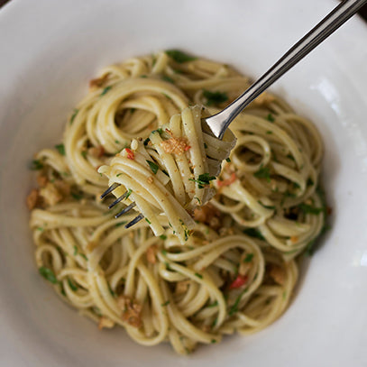 Anchovy Pasta with Garlic Breadcrumbs