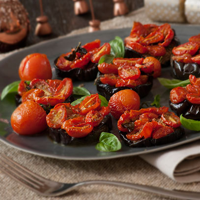 Aubergine and Tomato Rounds