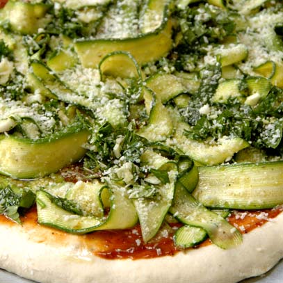 Baby Marrow Pizza with Mint and Garlic