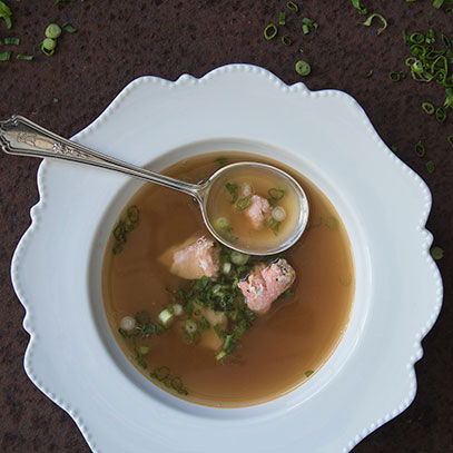 Beef Broth with Salmon