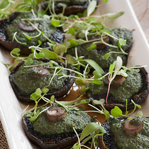 Black Mushrooms with Basil Pesto