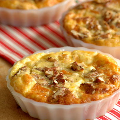 Butternut and Mozzarella Quiche with Pecan Topping