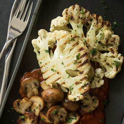 Cauliflower Steaks with Red Pepper Sauce