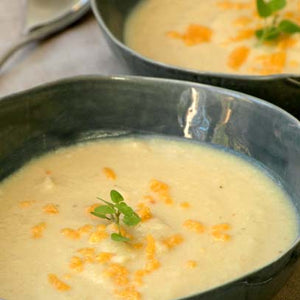 Cauliflower and Potato Soup with Cheese
