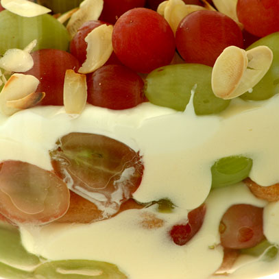 Cheesecake Trifle with Red and Green Grapes