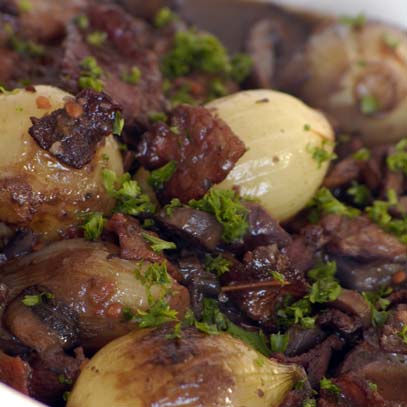 Chicken in Red Wine (Poularde Au Vin Rouge)