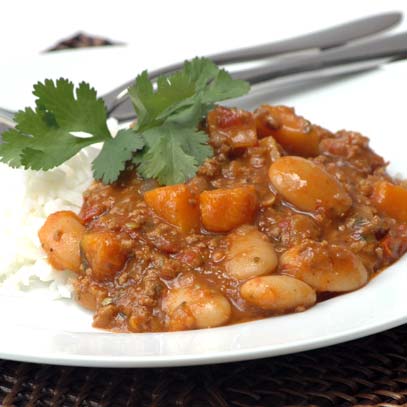 Chilli Mince with Butternut and Beans