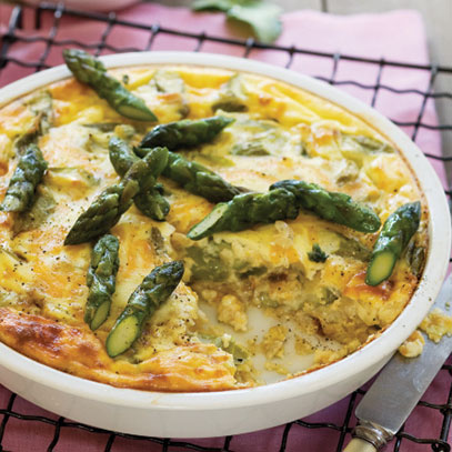 Crustless Asparagus and Onion Quiche