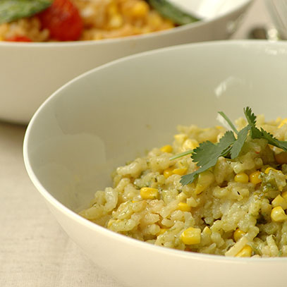 Fresh Corn Risotto with Chilli and Coriander