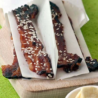 Honey Spiced Bacon with Sesame Seeds