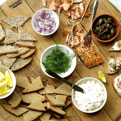 Hot Smoked Salmon with Cream Cheese and Caper Spread