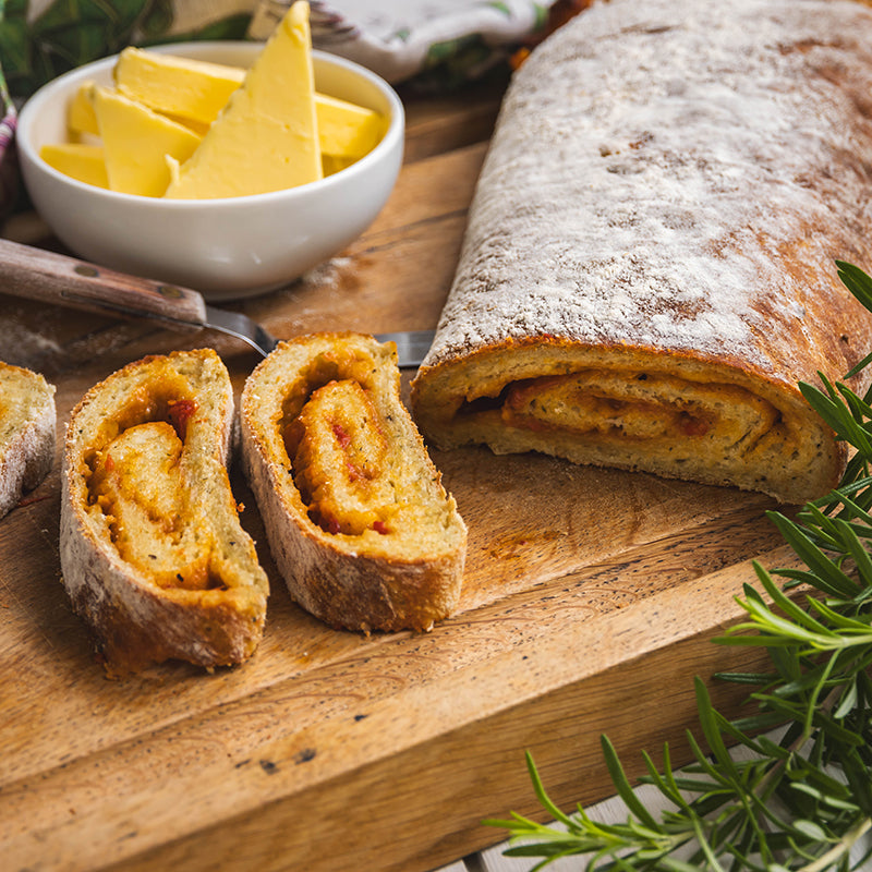 Potato Bread with Roast Pepper Pesto