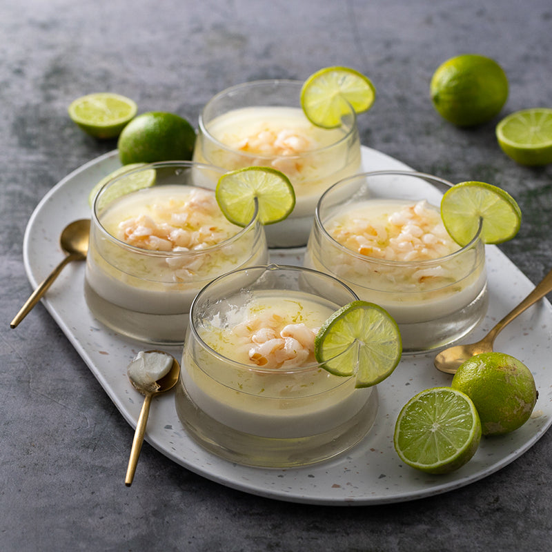 Coconut Panna Cotta with Litchis & Lime