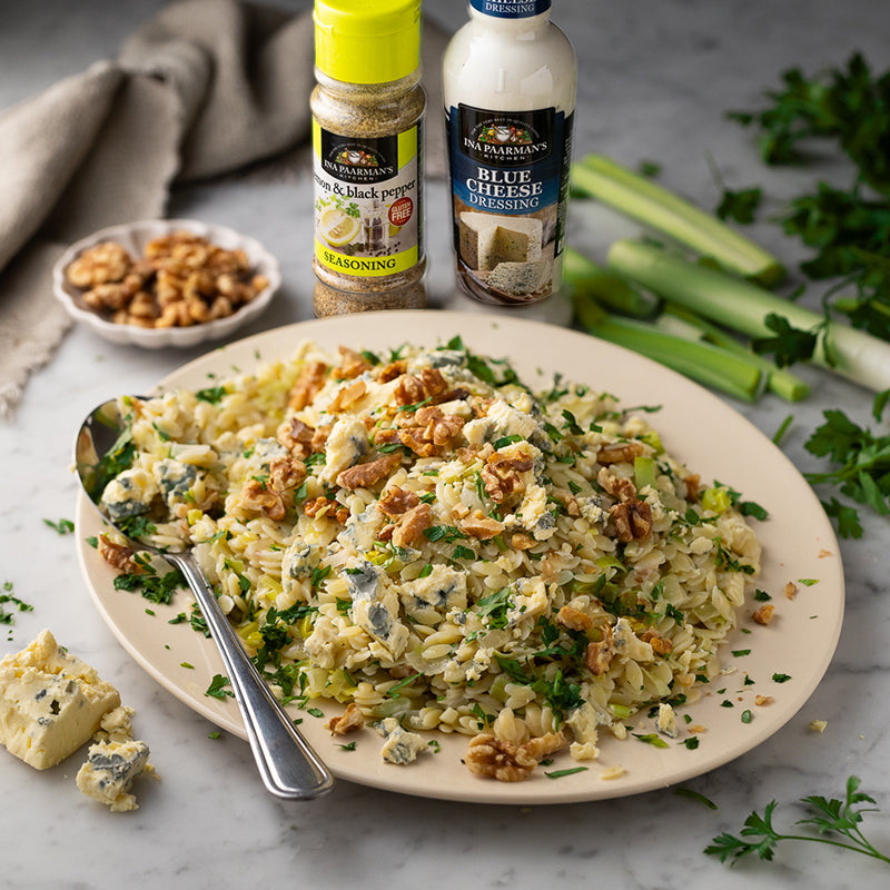Leek & Blue Cheese Orzo with Walnuts
