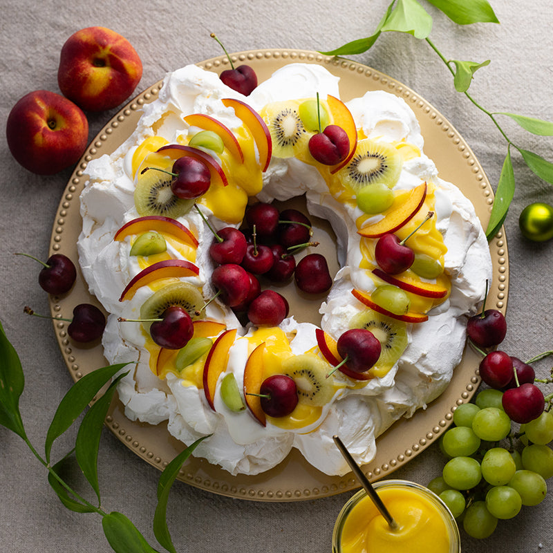Pavlova Wreath with Lemon Curd & Seasonal Fruit