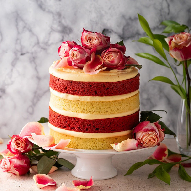 Two-Tone Custard Cake with Roses
