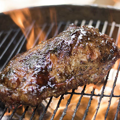 Kettle Braai Pork Neck with Stewed Peaches