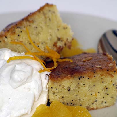 Malva Pudding with Naartjie and Poppy Seeds