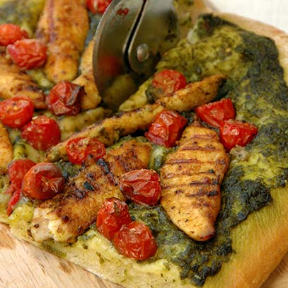 Masala Chicken and Cherry Tomato Pizza