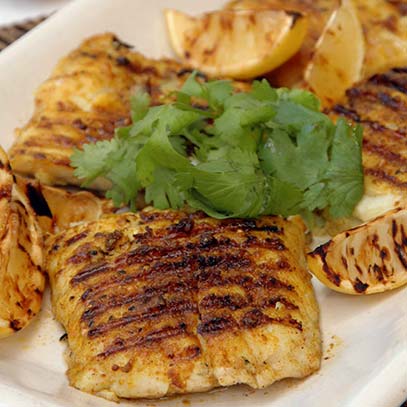 Masala Fish with Grilled Lemon