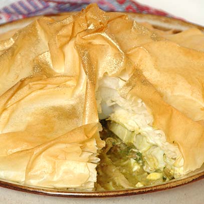 Moroccan Chicken Pie with Feta and Artichokes