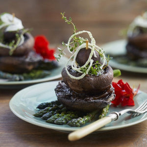Mushroom and Onion Stack with Asparagus